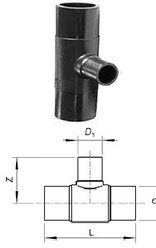 Тройник редукционный литой удлиненный для полиэтиленовых труб