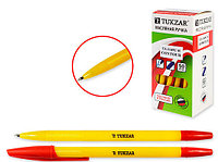 Ручка: шариковая, 1 mm, цвет чернил - КРАСНЫЙ, чернила на масляной основе, желтый корпус, красный колп.