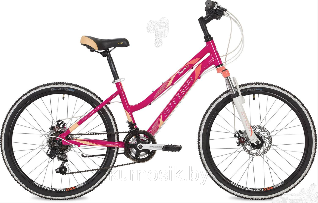 Подростковый велосипед STINGER  laguna DISK 24" зеленый Розовый