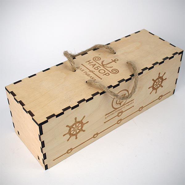 Деревянная коробка «Для настоящего рыбака»
