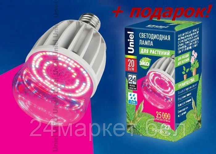 11098 LED-M80-20W/SP/E27/CL ALS55WH Лампа светодиодная для растений UNIEL - фото 2 - id-p119050610