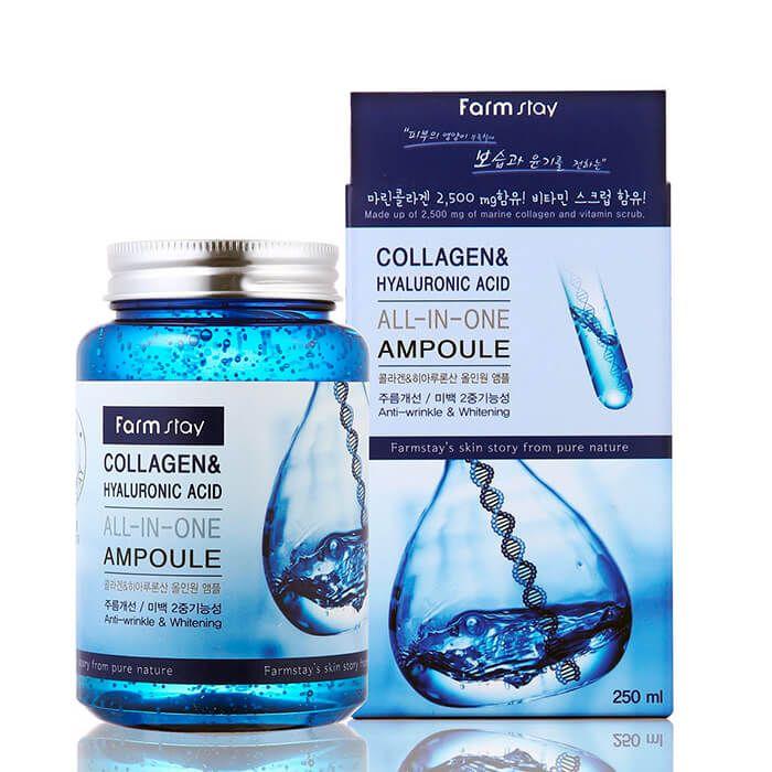 Многофункциональная ампульная сыворотка FarmStay Collagen Hyaluronic Acid All-In-One Ampoule, 250 мл