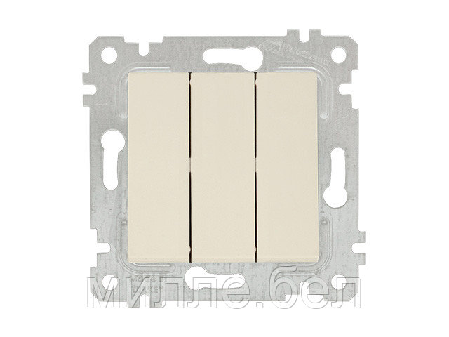 Выключатель 3-клав. (скрытый, без рамки, винт. зажим) кремовы, RITA, MUTLUSAN (10 A, 250 V, IP 20)