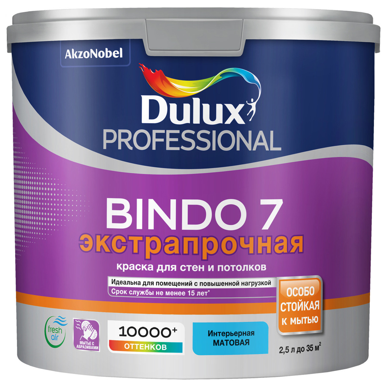 Dulux - Bindo 7 -2.25л (BC)- Матовая - Краска для стен и потолков(прозрачная база)