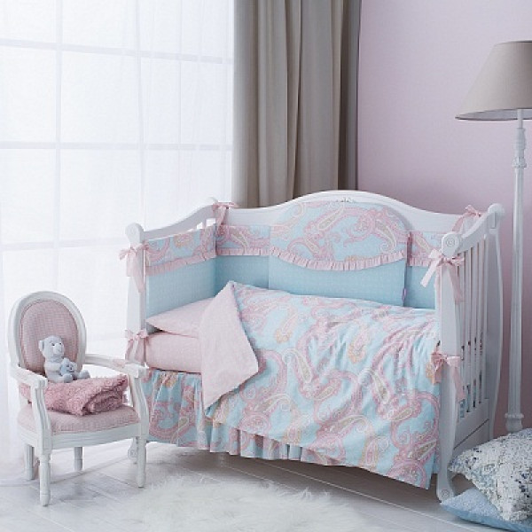 Комплект в кроватку Perina Шантель голубо-розовый 6пр - фото 1 - id-p117086478