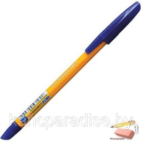 Ручка шариковая Linc Corona, 0,3 мм., желтый корпус, синяя