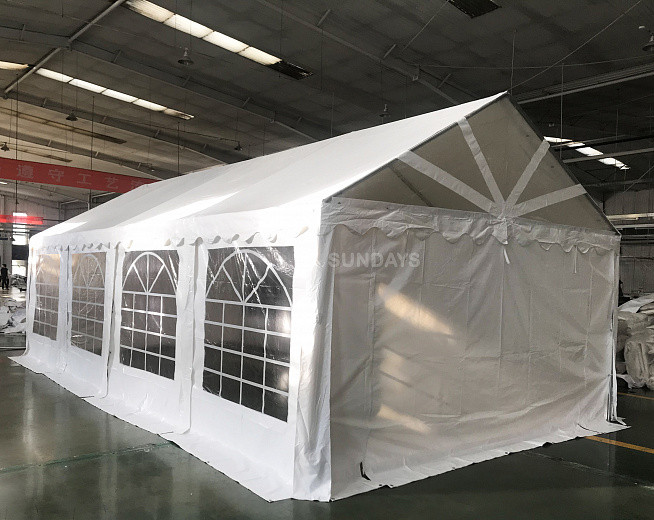 Тент-шатер ПВХ 4x8м с прозрачным фронтоном белый Sundays 48201W - фото 1 - id-p122159652