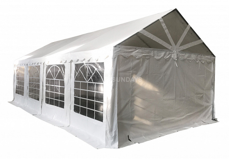 Тент-шатер ПВХ 4x8м с прозрачным фронтоном белый Sundays 48201W - фото 3 - id-p122159652