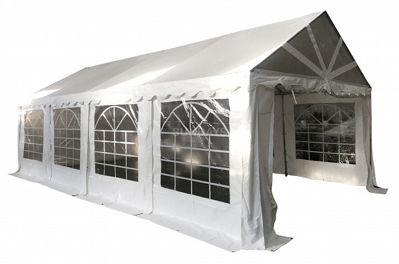 Тент-шатер ПВХ 4x8м с прозрачным фронтоном белый Sundays 48201W - фото 4 - id-p122159652