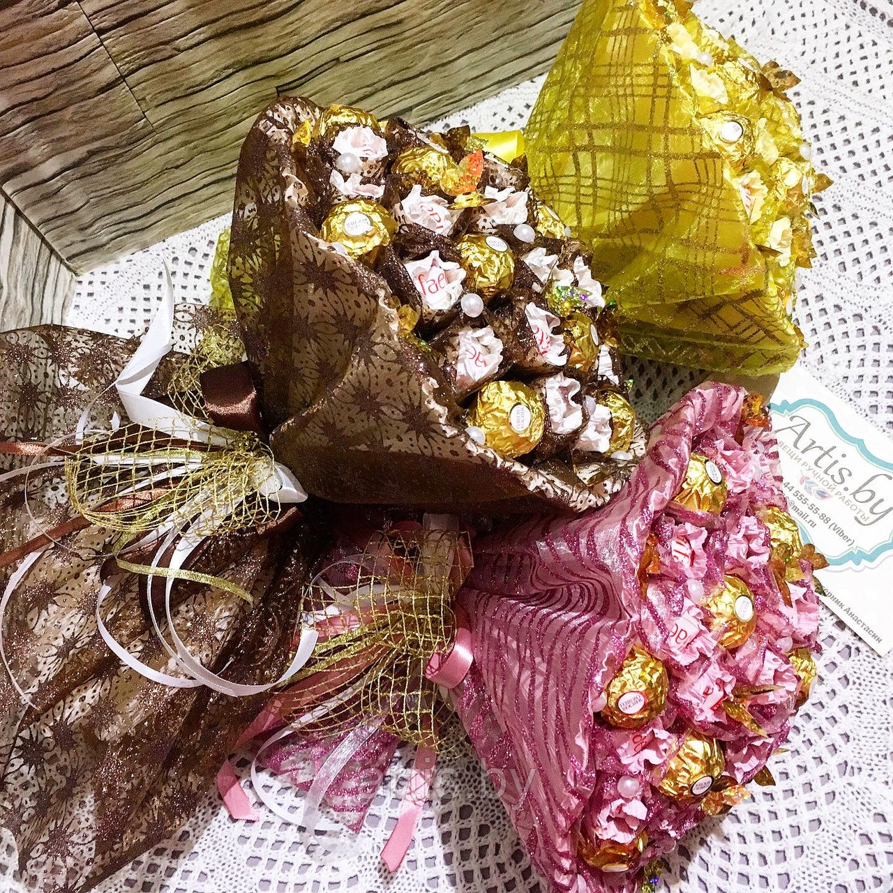 Сладкий букет "Раффаэлка-ПРЕМИУМ" (37 конфет) - фото 2 - id-p122166016