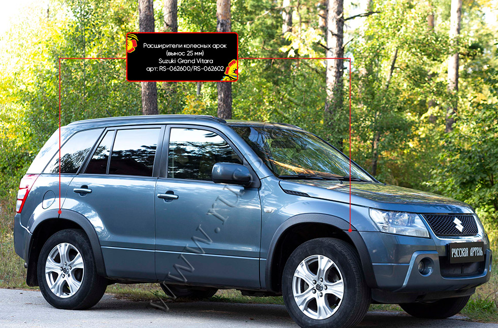 Расширители колесных арок (вынос 25 мм) Suzuki Grand Vitara 2005-2008