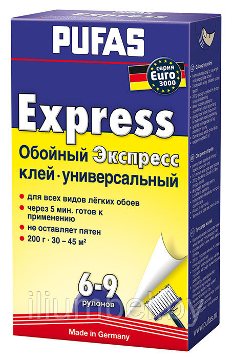 PUFAS Express EURO 3000 Клей универсальный для бумажных и легких обоев 200 гр Германия - фото 1 - id-p7779419