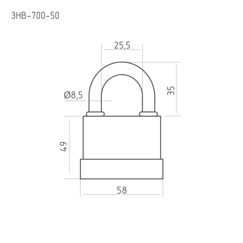Замок навесной всепогодный ЗНВ-700-50 (58мм) d=8.5 mm (3кл.) - фото 2 - id-p122461278