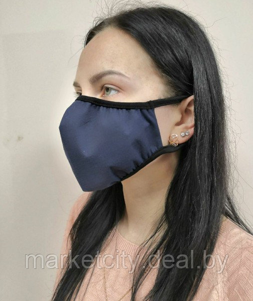 Трехслойная многоразовая хлопковая повязка - маска - фото 2 - id-p122446250