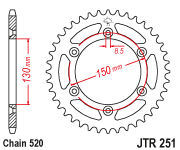 Звездочка ведомая JTR251.48 зубьев, SC