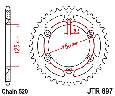 Звездочка ведомая JTR897.49SC зубьев - фото 1 - id-p122475285