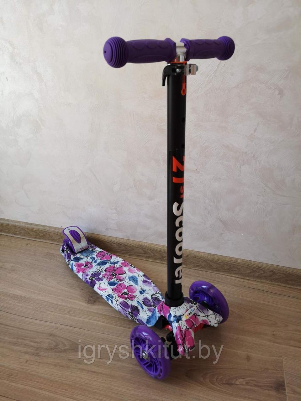 Детский самокат 21st Scooter Maxi ,скутер макси, цвет фиолетовый граффити - фото 3 - id-p94169603