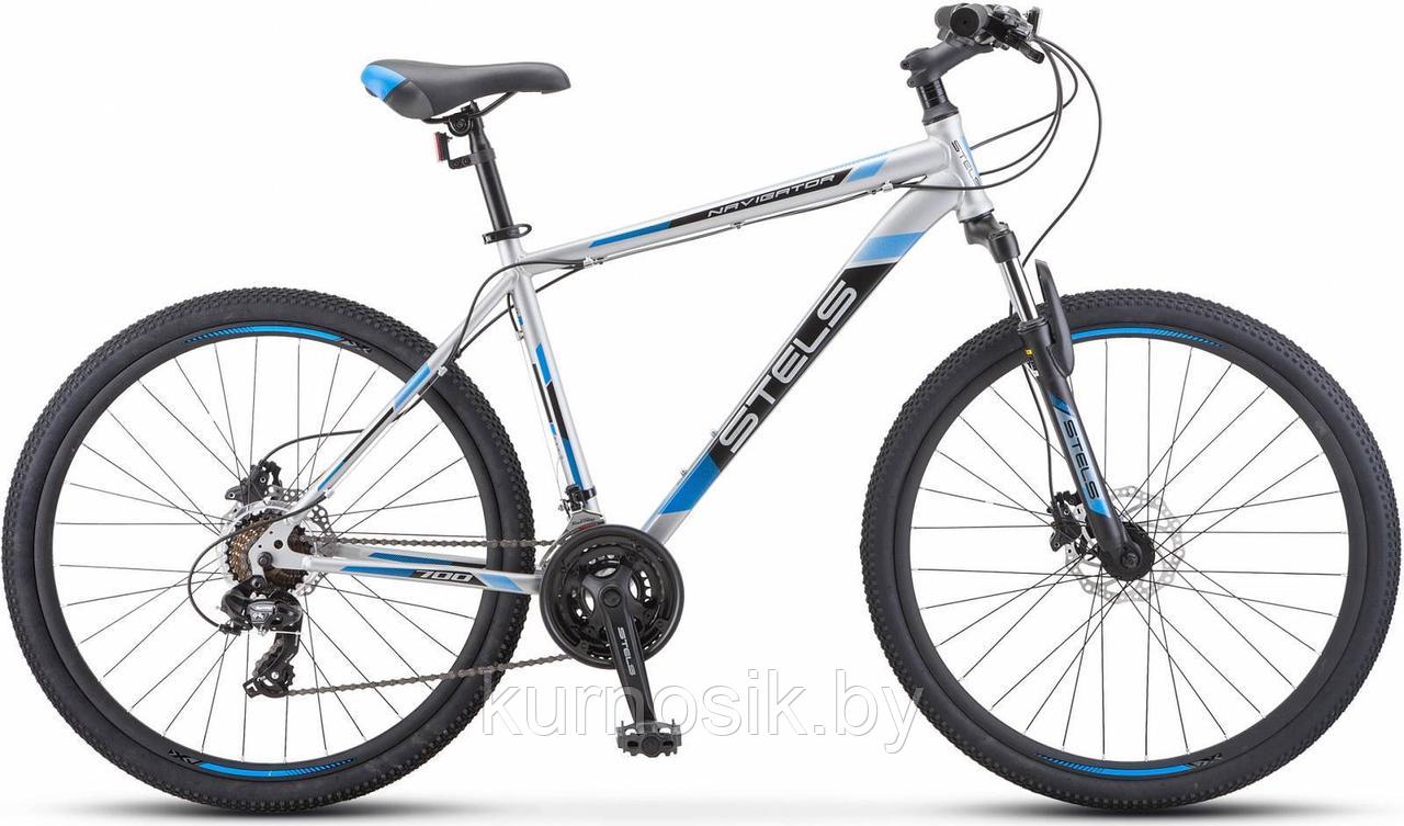 Велосипед Stels Navigator-700 D 27.5" F010 Серебристый/синий - фото 1 - id-p122495866