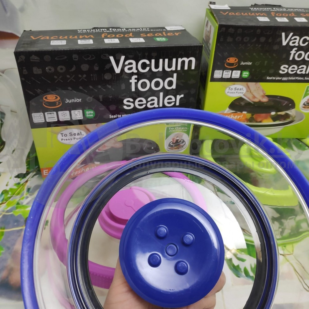 Вакуумная многоразовая крышка Vacuum Food Sealer 25 см (цвет Mix) - фото 7 - id-p122502617