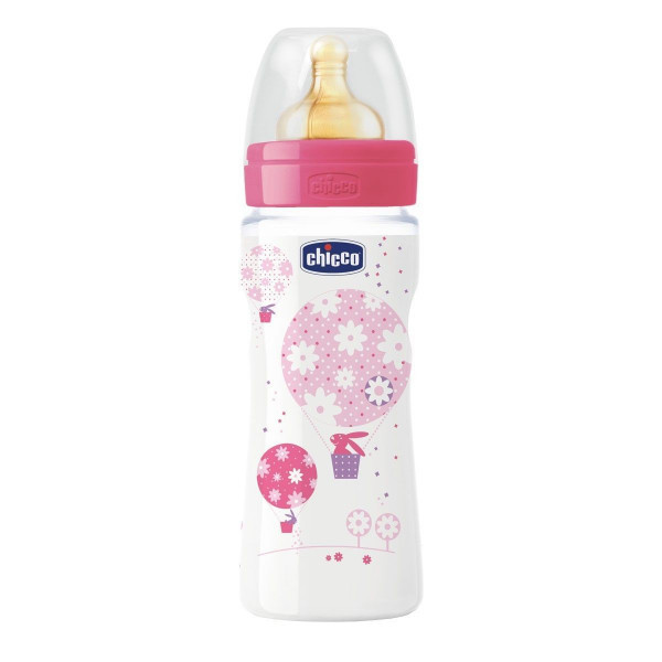 Бутылочка Chicco Well-Being Girl с латексной соской, 330 мл (цена за 1шт) - фото 1 - id-p100388405