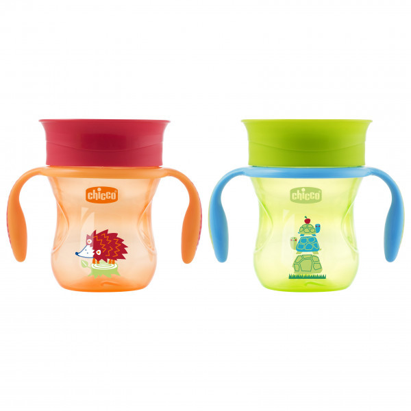 Поильник Chicco обучающий Perfect Cup зеленый оранжевый 200мл 12+ - фото 1 - id-p112995261