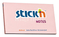 Блок самоклеящийся бумажный Stick`n 21154 76x127мм 100лист. 70г, м2 пастель розовый
