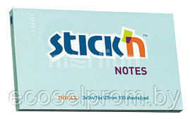 Блок самоклеящийся бумажный Stick`n 21154 76x127мм 100лист. 70г, м2 пастель голубой