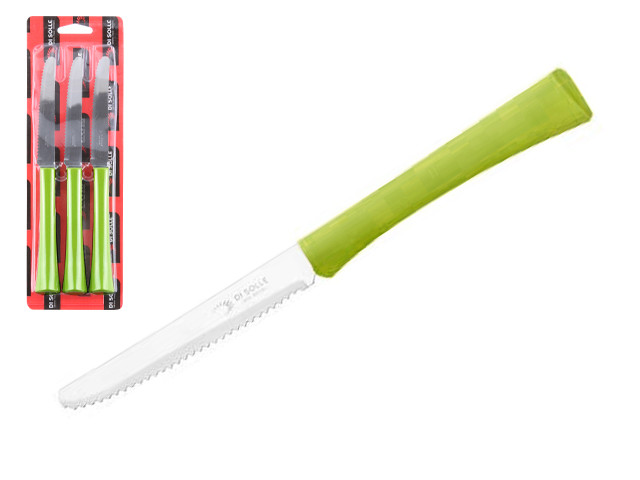 Набор ножей столовых, 3шт., серия INOVA D+, зеленые, DI SOLLE (Длина: 217 мм, длина лезвия: 101 мм, толщина: