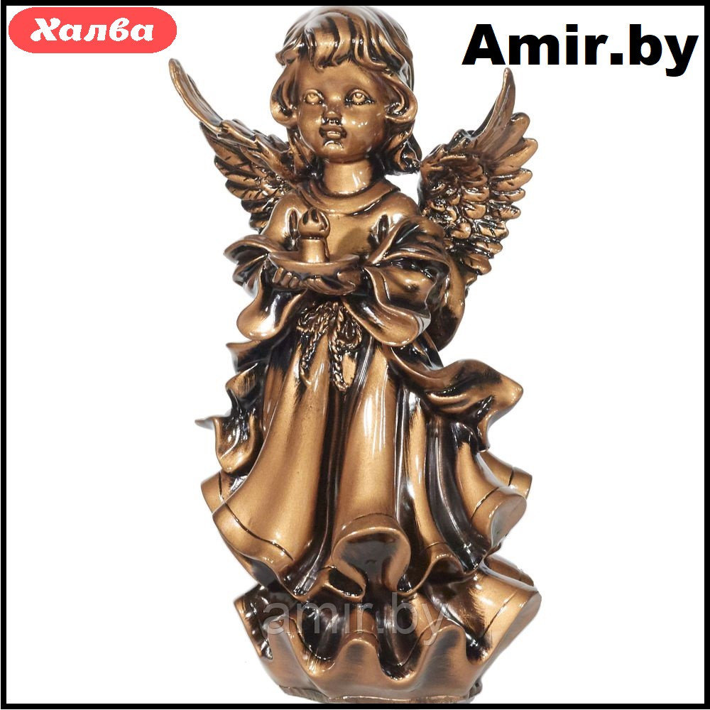 Скульптура ангел ритуальная на кладбище/памятник 052 18х14х30см бронза