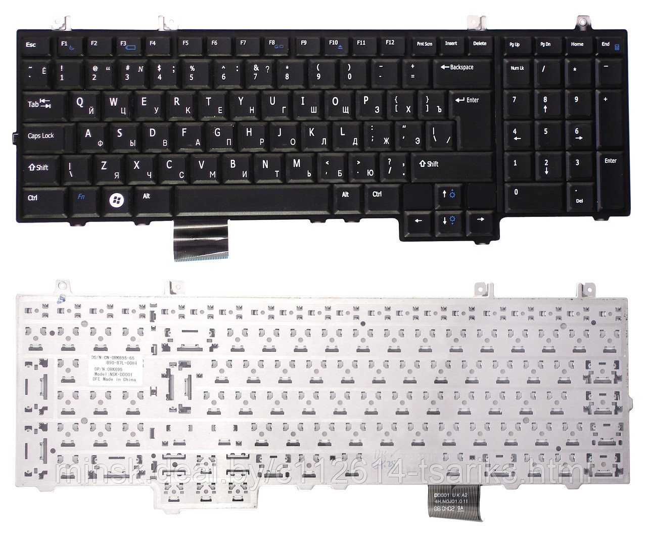 Клавиатура для ноутбука Dell Studio 1735, 1736, 1737, 1738 черная, глянцевая, большой Enter - фото 1 - id-p117945993