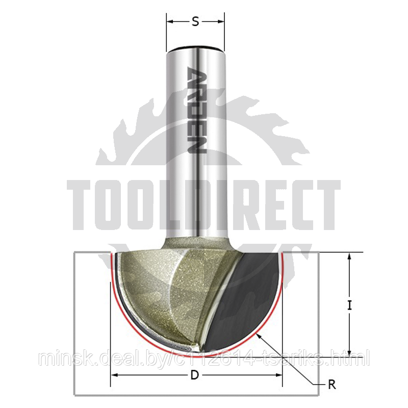 Фреза пазовая галтельная полукруг "Чаша" R=15.87 D=31.75x19.05x58 S=12 Z2 HW ARDEN - фото 9 - id-p101220065
