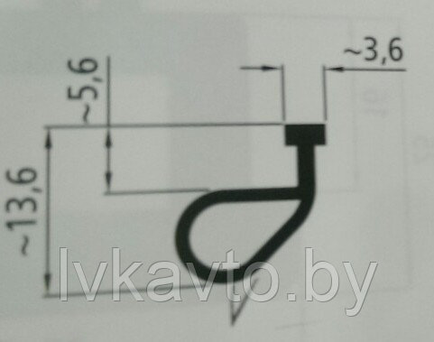 Уплотнительная резинка  h=13,6 b=3,6