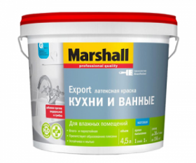 «Marshall» — Для кухни и ванной( 4.5 л) BС краска латексная матовая колеруется в насыщенные тона