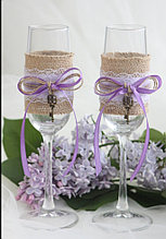 Свадебные бокалы и свадебные свечи "Прованс"