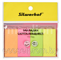 Закладки самокл. бумажные Silwerhof 682006 50x23мм 4цв.в упак. 50лист