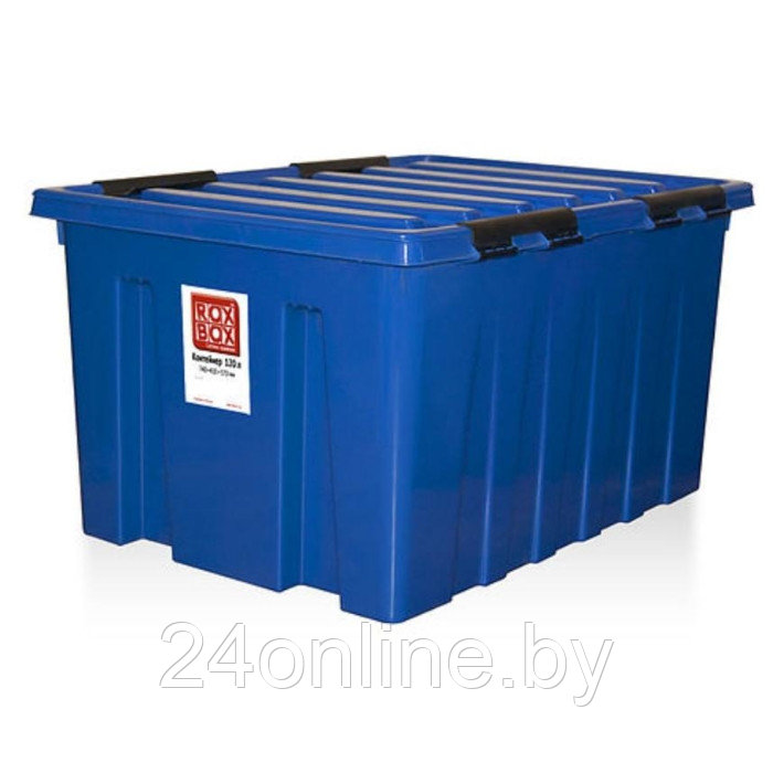 Контейнер Rox Box на роликах 120 л. универсальный синий с крышкой - фото 1 - id-p122629380