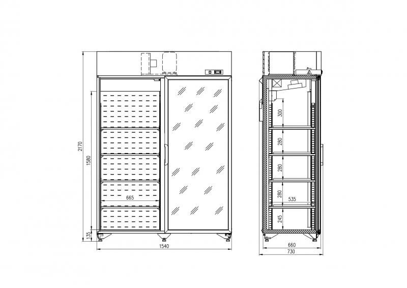 Среднетемпературный холодильный шкаф со стеклянной дверью СЛУЧЬ 1400 ВС - фото 2 - id-p122638341