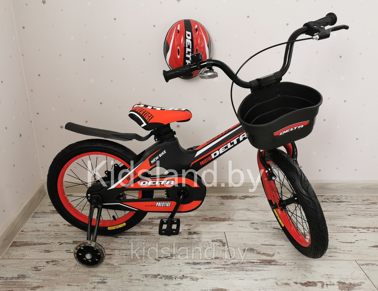 Детский облегченный велосипед Delta Prestige S 16'' + шлем (чёрно-красный) - фото 3 - id-p121675384