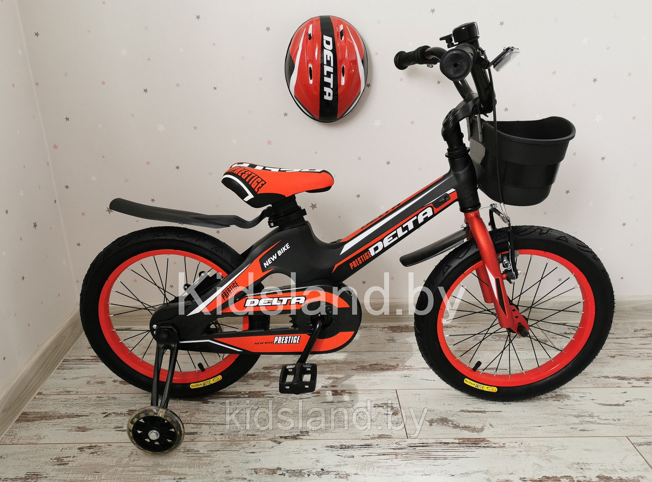 Детский облегченный велосипед Delta Prestige S 16'' + шлем (чёрно-красный), фото 1