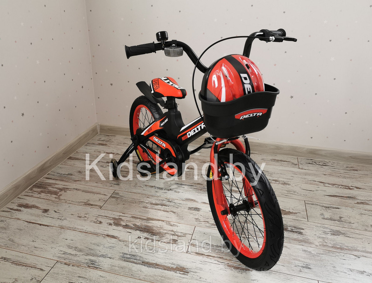 Детский облегченный велосипед Delta Prestige S 16'' + шлем (чёрно-красный) - фото 2 - id-p121675384
