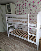 Детская двухъярусная кровать из массива без ящиков "Вуди-4"  цвет белый
