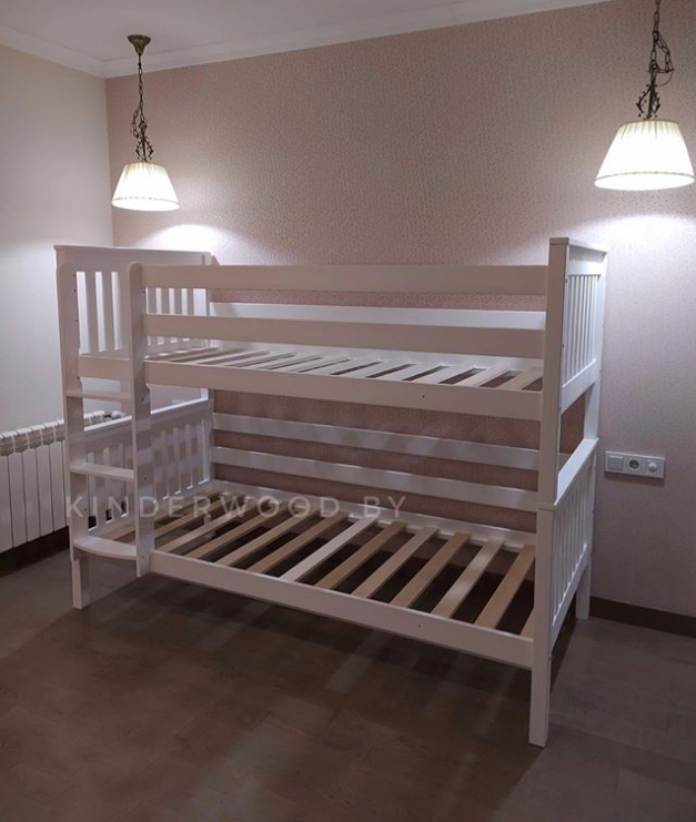 Детская двухъярусная кровать без ящиков "Вуди-4"  цвет белый