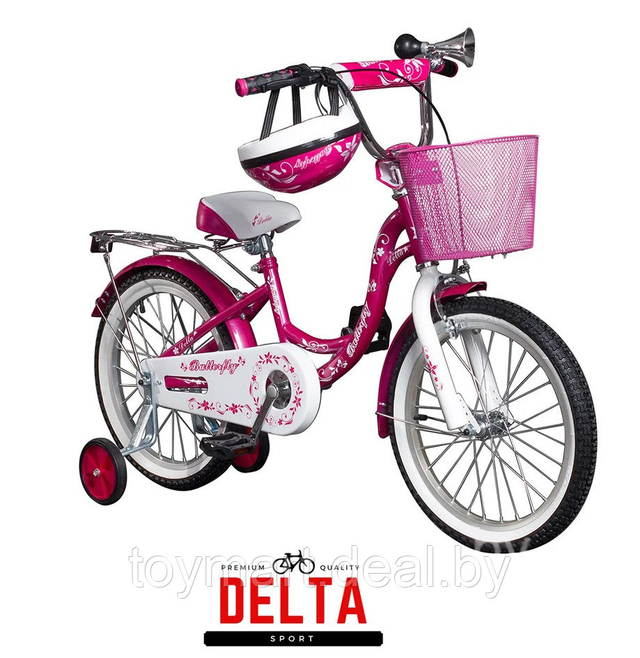 Велосипед двухколёсный - Delta Butterfly 18" для девочек (белый/розовый) - фото 2 - id-p118966479