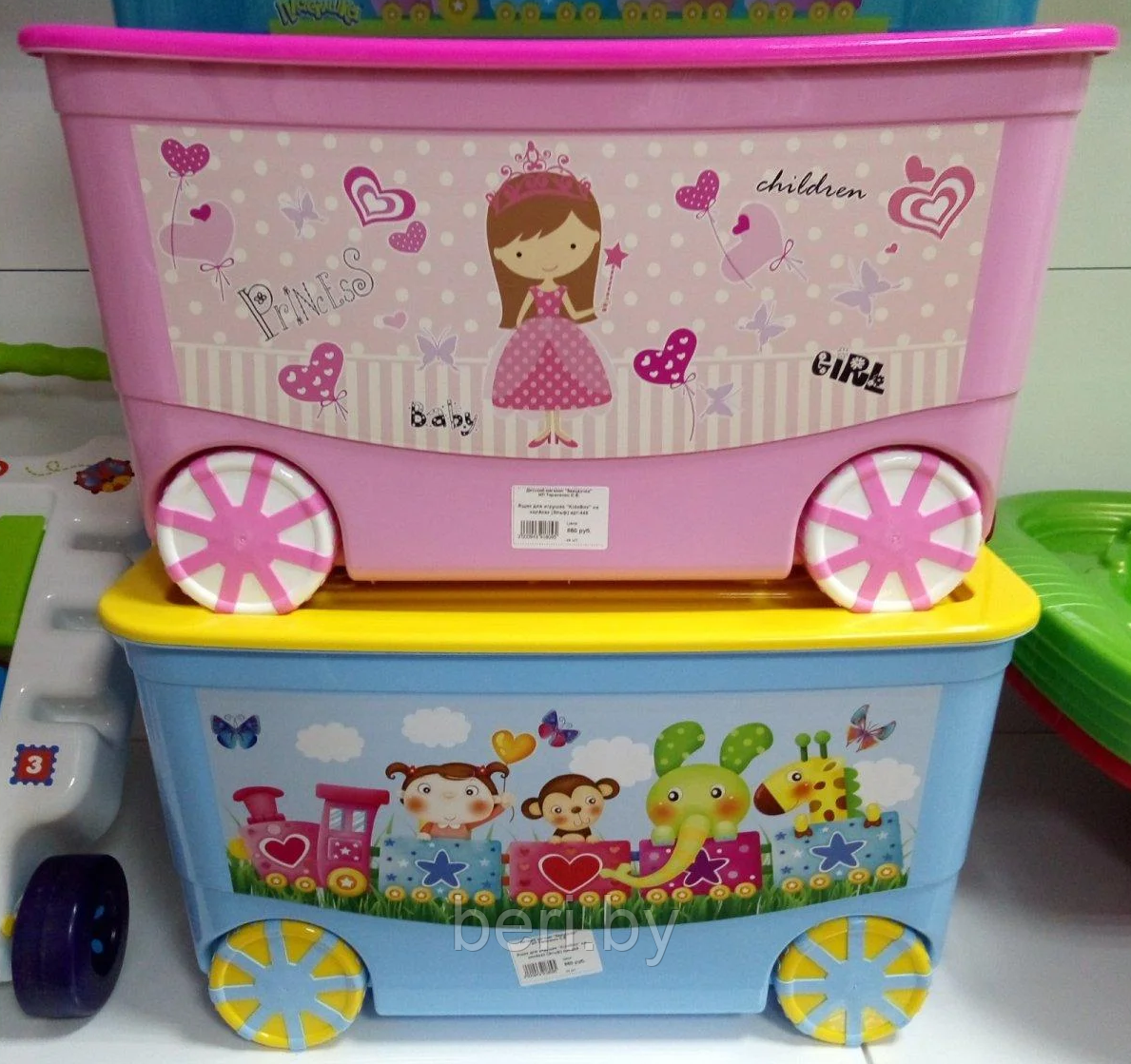 Elf-449 Ящик для игрушек "KidsBox" на колёсах с крышкой, контейнер для игрушек - фото 5 - id-p103060375