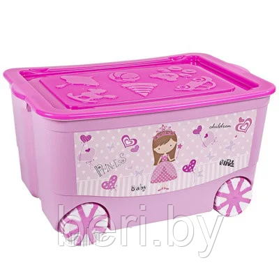 Elf-449 Ящик для игрушек "KidsBox" на колёсах с крышкой, контейнер для игрушек - фото 1 - id-p122690813