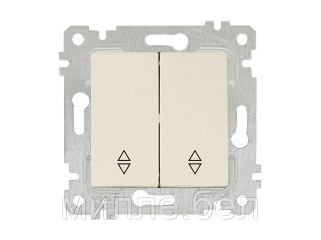 Выключатель проходной 2-клав. (скрытый, без рамки, винт. зажим) кремовый, RITA, MUTLUSAN (10 A, 250 V, IP 20)