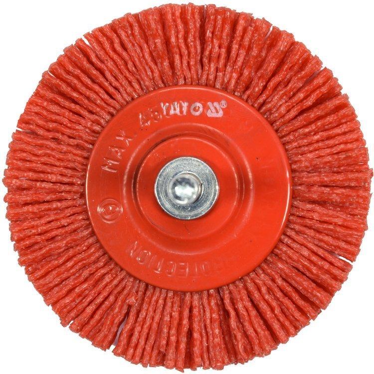 Щетка-крацовка дисковая нейлоновая 75мм со стержнем (NYLON, 4500 об/мин), YATO - фото 2 - id-p122802472
