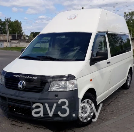 Дефлектор капота Volkswagen T5 (2003-2009) до рестайлинга, длинный, с вырезом [VW20] (Немецкое сырье