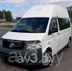 Дефлектор капота Volkswagen T5 (2003-2009) до рестайлинга, длинный, с вырезом [VW20] (Немецкое сырье