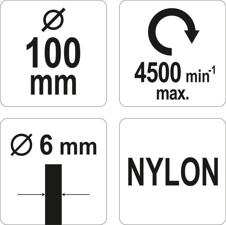 Щетка-крацовка дисковая нейлоновая 100мм со стержнем (NYLON, 4500 об/мин), YATO - фото 4 - id-p122803193